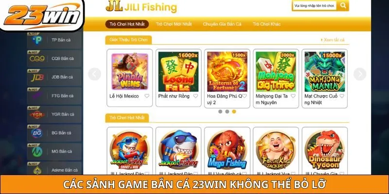 Các sảnh game bắn cá 23WIN không thể bỏ lỡ