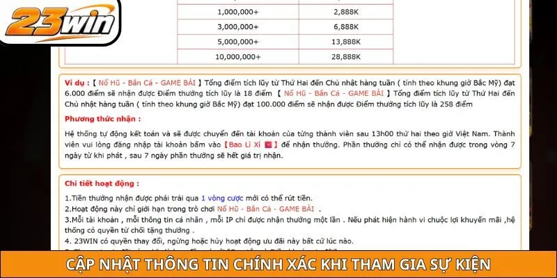Cập nhật thông tin chính xác khi tham gia sự kiện