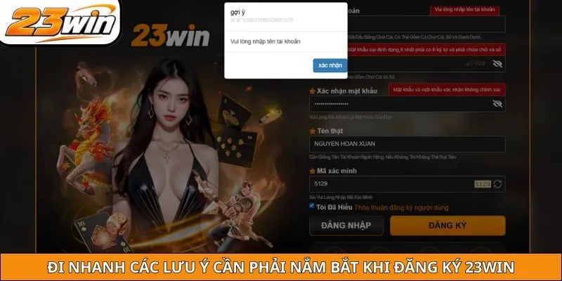 Đi nhanh các lưu ý cần phải nắm bắt khi đăng ký 23WIN